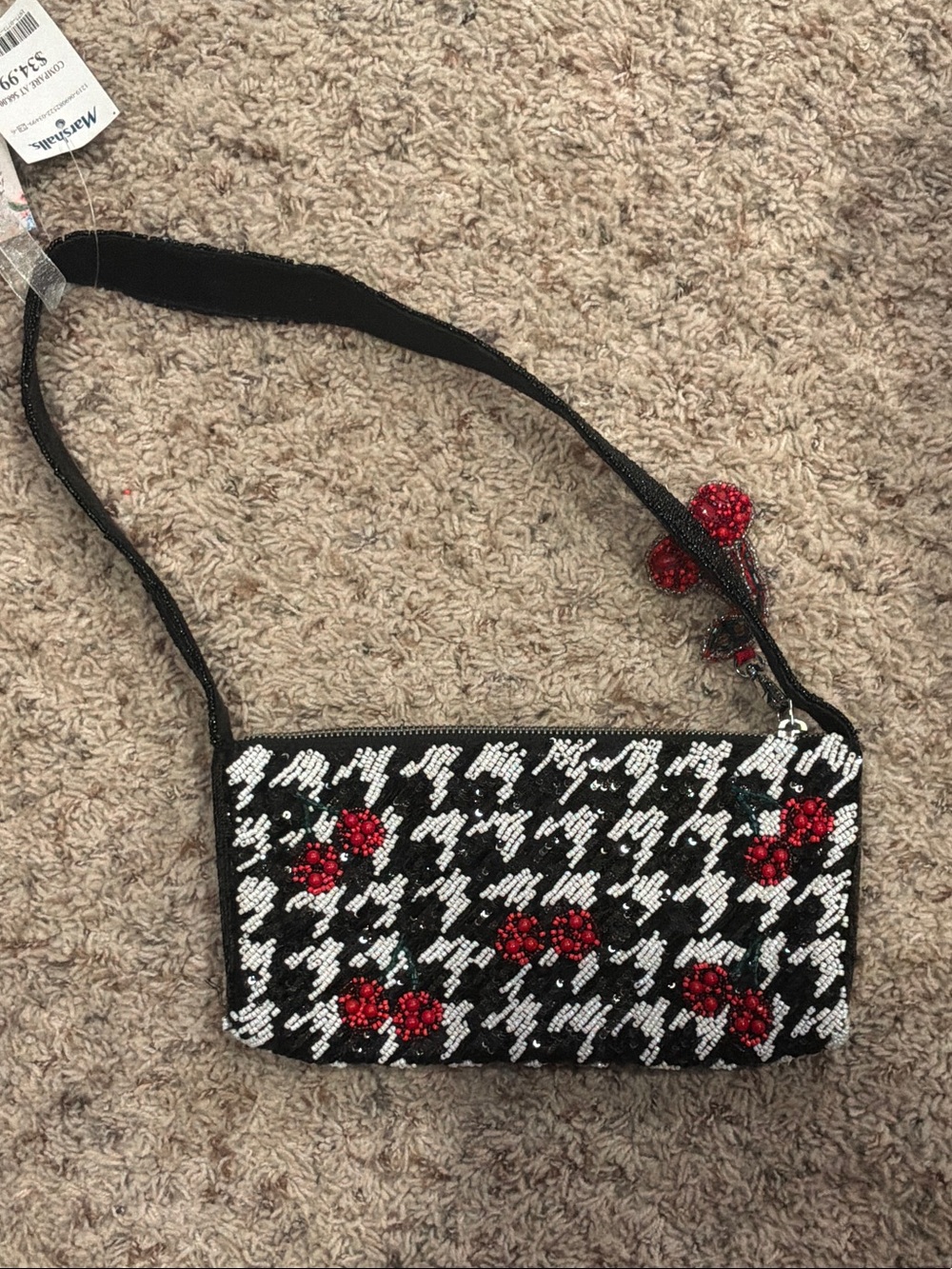 Cherry Beaded Purse With Charm